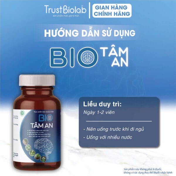 Thực phẩm bảo vệ sức khỏe Bio Tâm An Hỗ trợ tăng cường tuần hoàn máu, Dưỡng tâm, an thần, giảm căng thẳng Stress, mất ngủ