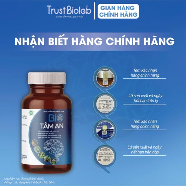 Thực phẩm bảo vệ sức khỏe Bio Tâm An Hỗ trợ tăng cường tuần hoàn máu, Dưỡng tâm, an thần, giảm căng thẳng Stress, mất ngủ
