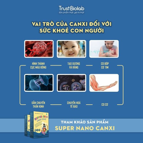 SUPPER NANO CANXI D3K2 - CANXI HỮU CƠ D3K2 Bổ sung canxi, Vitamin D3 Hỗ trợ phát triển cao, giảm nguy cơ còi xương ở trẻ và loãng xương ở người lớn, răng chắc khỏe