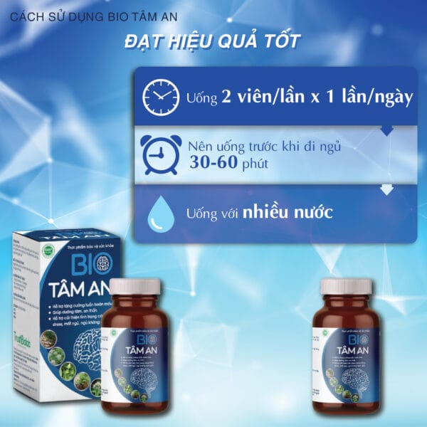 Thực phẩm bảo vệ sức khỏe Bio Tâm An Hỗ trợ tăng cường tuần hoàn máu, Dưỡng tâm, an thần, giảm căng thẳng Stress, mất ngủ