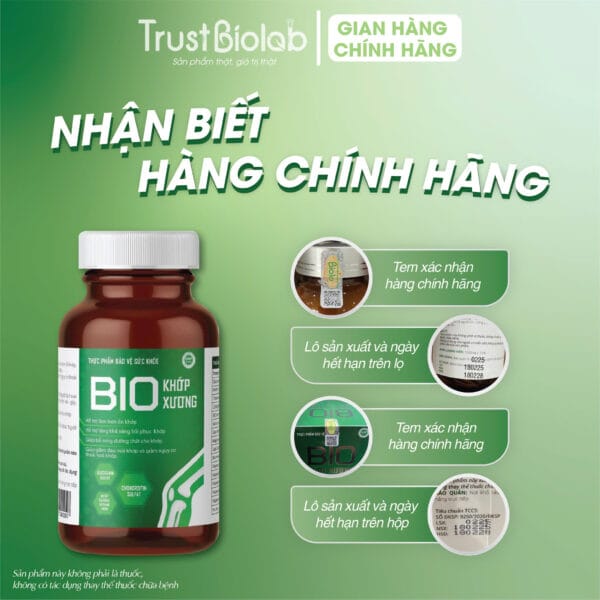 Thực phẩm bảo vệ sức khỏe Bio Khớp Xương Giúp bổ sung dưỡng chất cho khớp, hỗ trợ làm trơn ổ khớp, giúp khớp vận động linh hoạt, giảm đau mỏi khớp, Hỗ trợ tăng khả năng phục hồi khớp, giảm nguy cơ thoái hoá khớp.