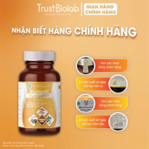 Thực phẩm bảo vệ sức khỏe Bionanocurcumin pluss++ Hỗ trợ tăng cường khả năng chống oxy hoá, Giúp bảo vệ niêm mạc dạ dày, giảm viêm loét dạ dày tá tràng, Hỗ trợ mau lành vết loét.