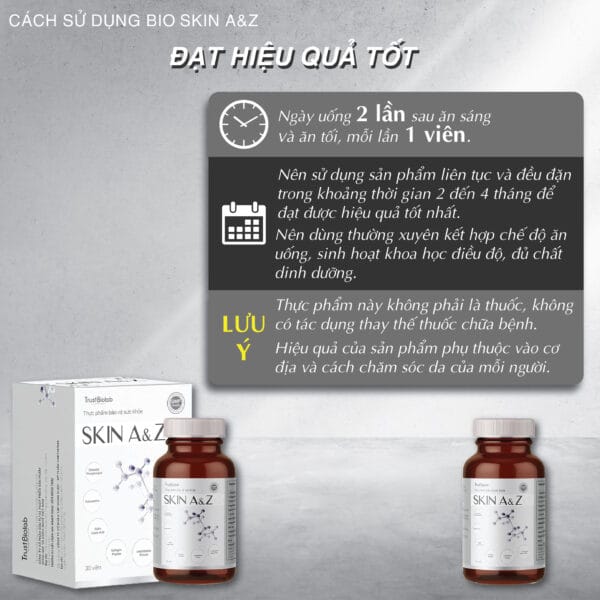 Thực phẩm bảo vệ sức khỏe Viên uống đẹp da Skin A&Z Hỗ trợ làm sáng đẹp da, tăng đàn hồi, tăng độ ẩm. Hỗ trợ giảm các triệu chứng nám sạm da, nhăn da, khô da.