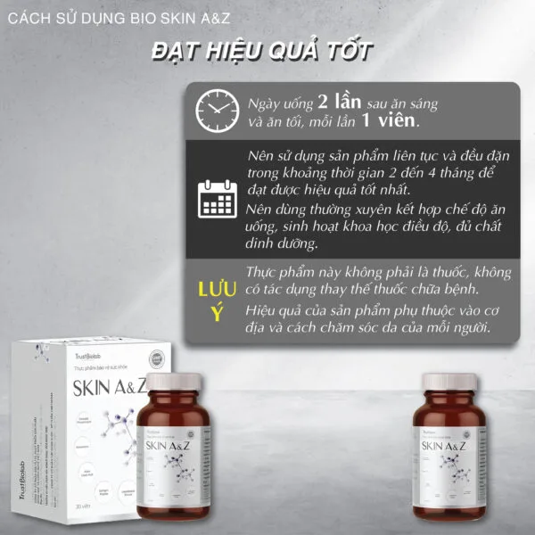 Thực phẩm bảo vệ sức khỏe Viên uống đẹp da Skin A&Z Hỗ trợ làm sáng đẹp da, tăng đàn hồi, tăng độ ẩm. Hỗ trợ giảm các triệu chứng nám sạm da, nhăn da, khô da.