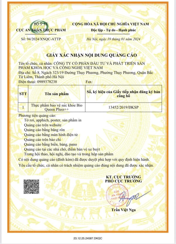 Thực phẩm bảo vệ sức khỏe Bioqueen pluss++ Hỗ trợ bổ máu huyết, Hỗ trợ tăng cường sinh lý nữ, Giúp hạn chế lão hóa, làm đẹp da