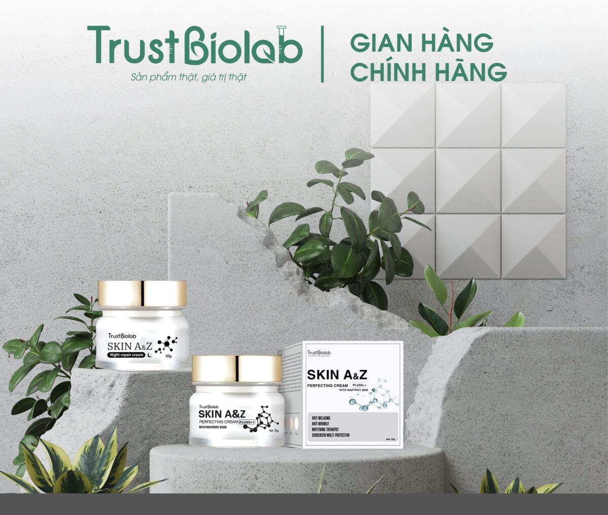 KEM DƯỠNG DA BAN NGÀY SKIN A&Z Perfecting cream Pluss++ Dưỡng da sáng hồng, làm mờ các vết nám, thâm, tàn nhang, đồi mồi, nếp nhăn và các dấu hiệu lão hóa trên da.