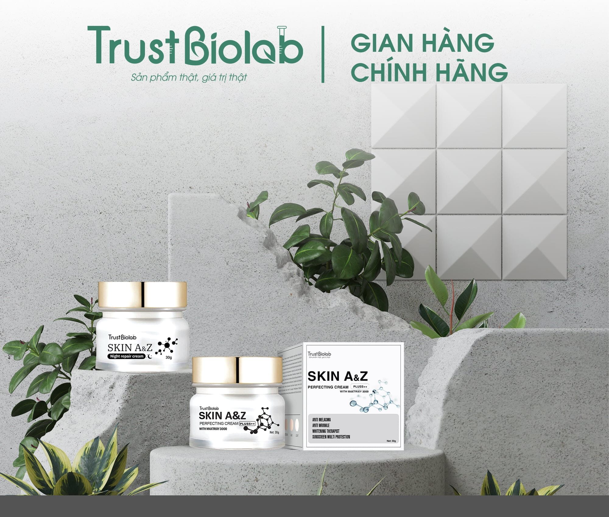 KEM DƯỠNG DA BAN NGÀY SKIN A&Z Perfecting cream Pluss++ Dưỡng da sáng hồng, làm mờ các vết nám, thâm, tàn nhang, đồi mồi, nếp nhăn và các dấu hiệu lão hóa trên da.