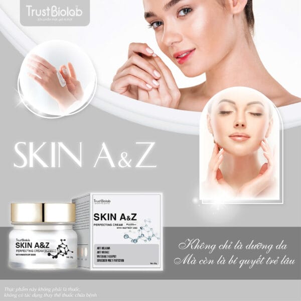 Kem dưỡng ngày Skin A&Z Perfecting cream Pluss++ Giúp làm mờ các vết nám, thâm, tàn nhang, đồi mồi, nếp nhăn và các dấu hiệu lão hóa trên da. Tăng cường dưỡng chất, giúp cải thiện độ đàn hồi của da, giúp da trông đều màu sáng hồng rạng rỡ. Bảo vệ da