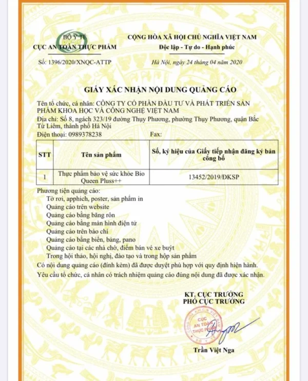 Thực phẩm bảo vệ sức khỏe BIOQUEEN pluss++ Hỗ trợ bổ máu huyết, Hỗ trợ tăng cường sinh lý nữ, Giúp hạn chế lão hóa, làm đẹp da