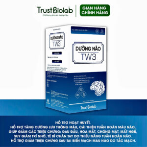 TPBVSK Dưỡng Não TW3 Hỗ trợ hoạt huyết, tăng cường lưu thông máu, cải thiện tuần hoàn máu não giảm các triệu chứng: Đau đầu, hoa mắt, chóng mặt, mất ngủ, suy giảm trí nhớ, tê bì chân tay, hỗ trợ giảm triệu chứng sau tai biến mạch máu não do tắc mạch.
